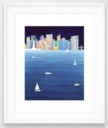 NYC Art Prints - Watercolor Skyline